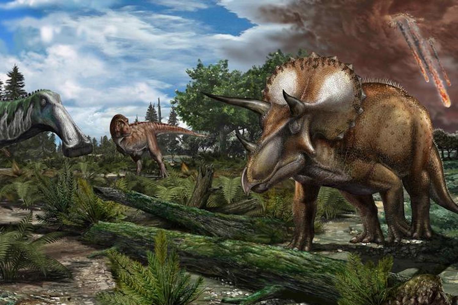 Artist's rendition of dinosaurs