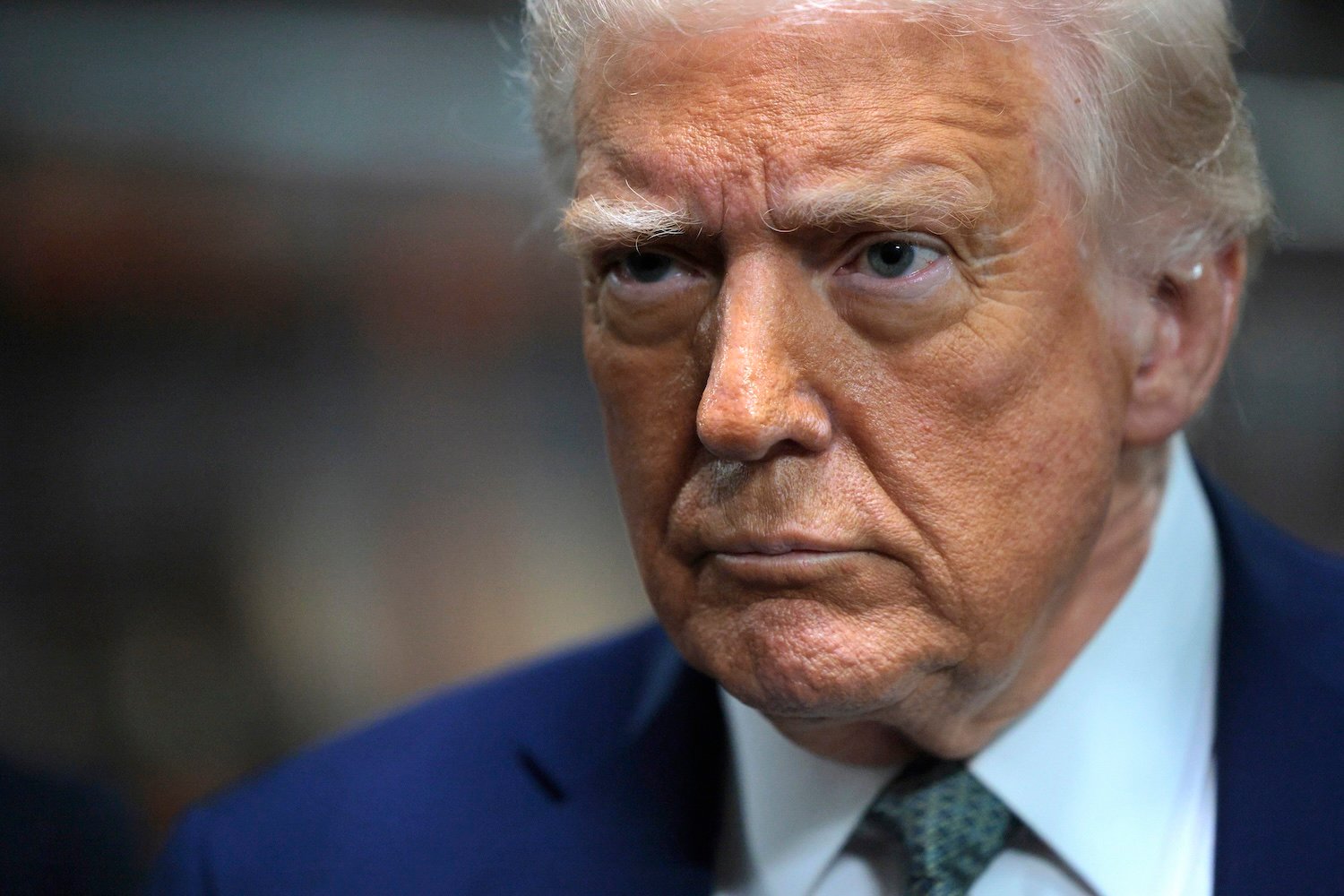 U.S. President Donald Trump speaks to the media during a guided tour of the John F. Kennedy Center for the Performing Arts before leading a board meeting on March 17, 2025 in Washington, DC.