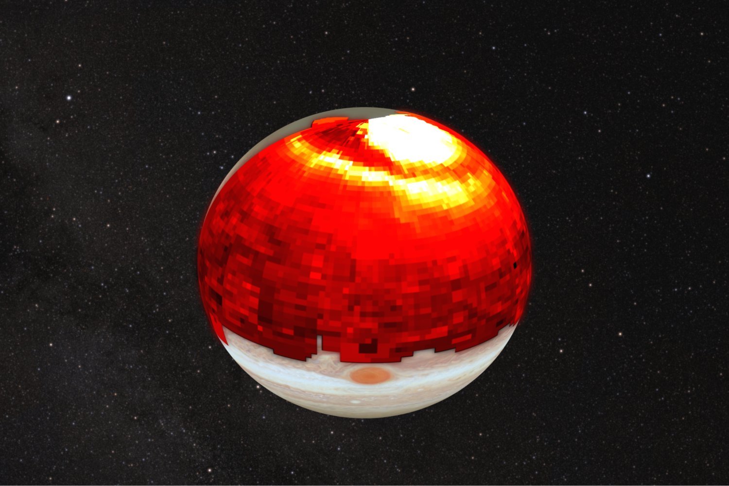 An image of Jupiter's hot region.