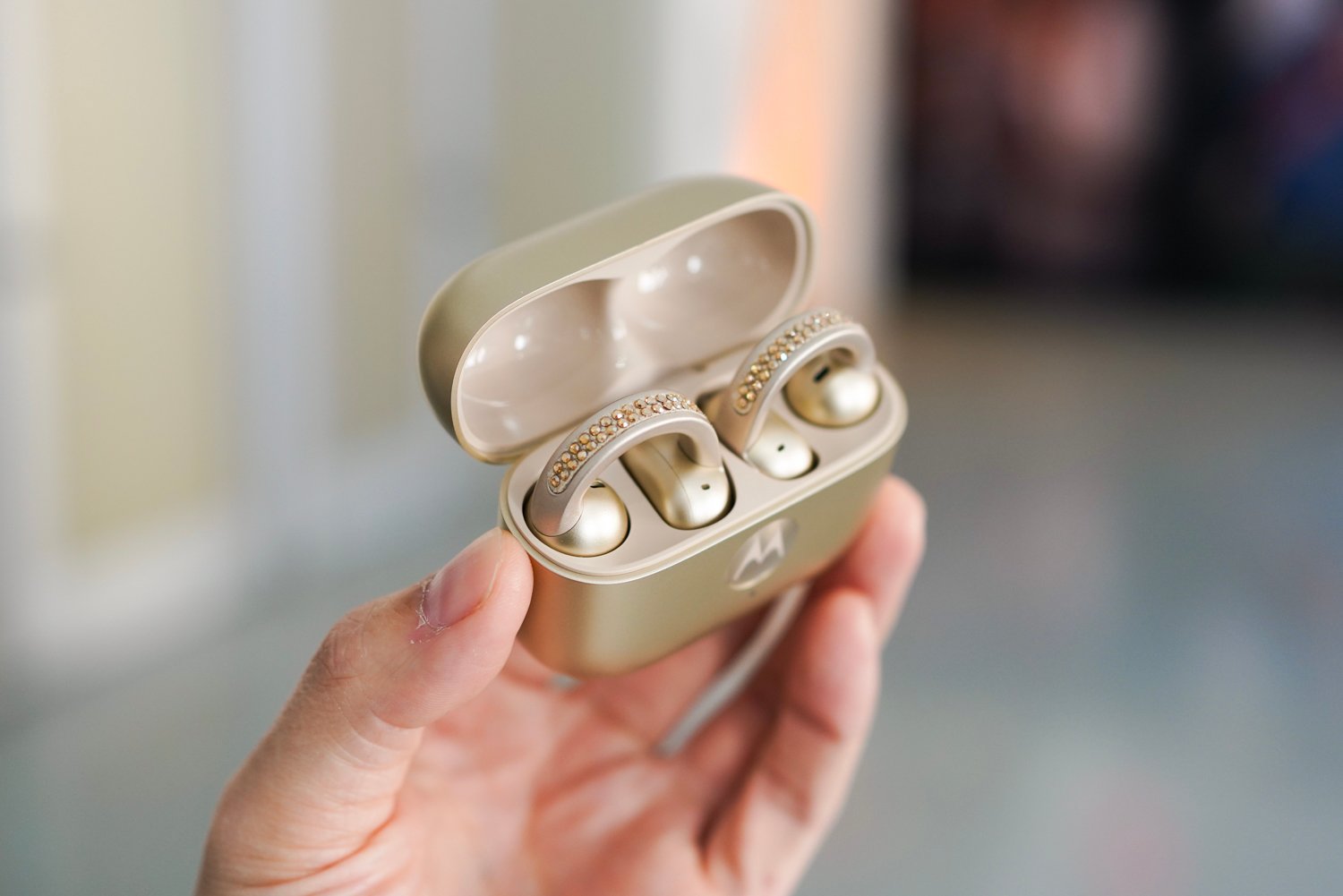 Motorola Moto Buds Loop Swarovski Edition open-ear wireless earbuds