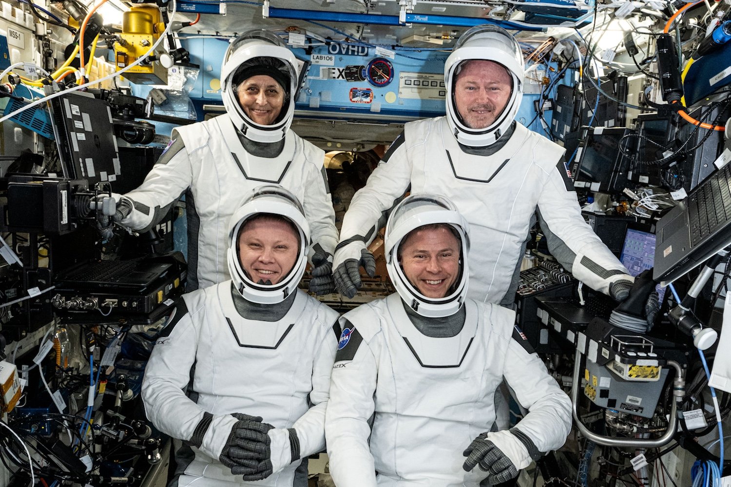 NASA's SpaceX Crew 9 members inside the International Space Station.