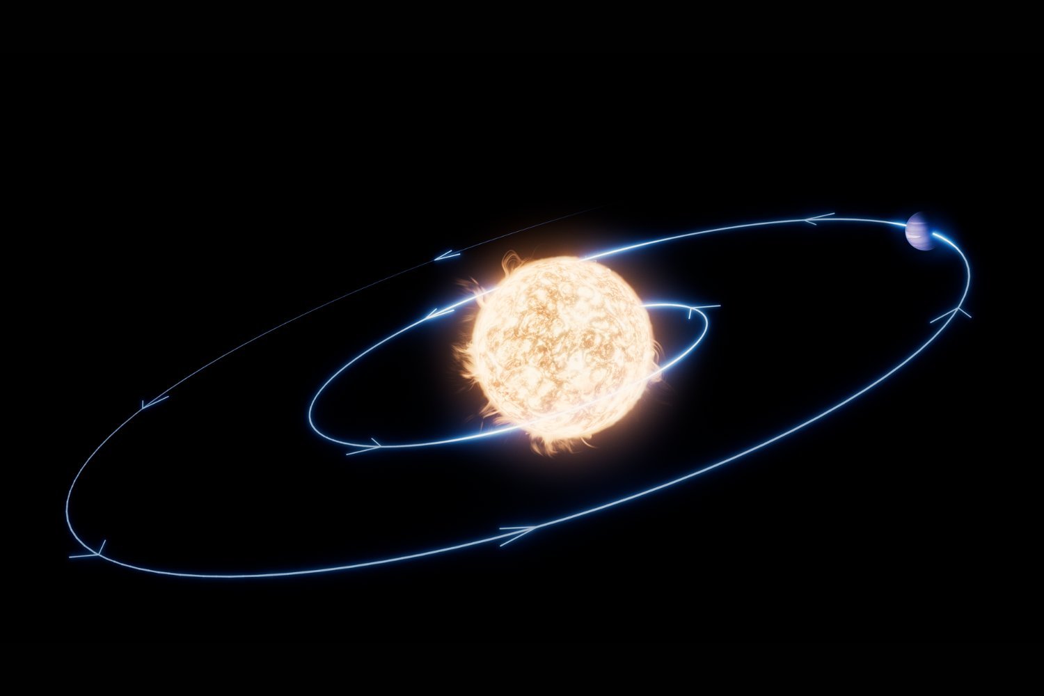 An artist's concept of the planet's orbit of the star.