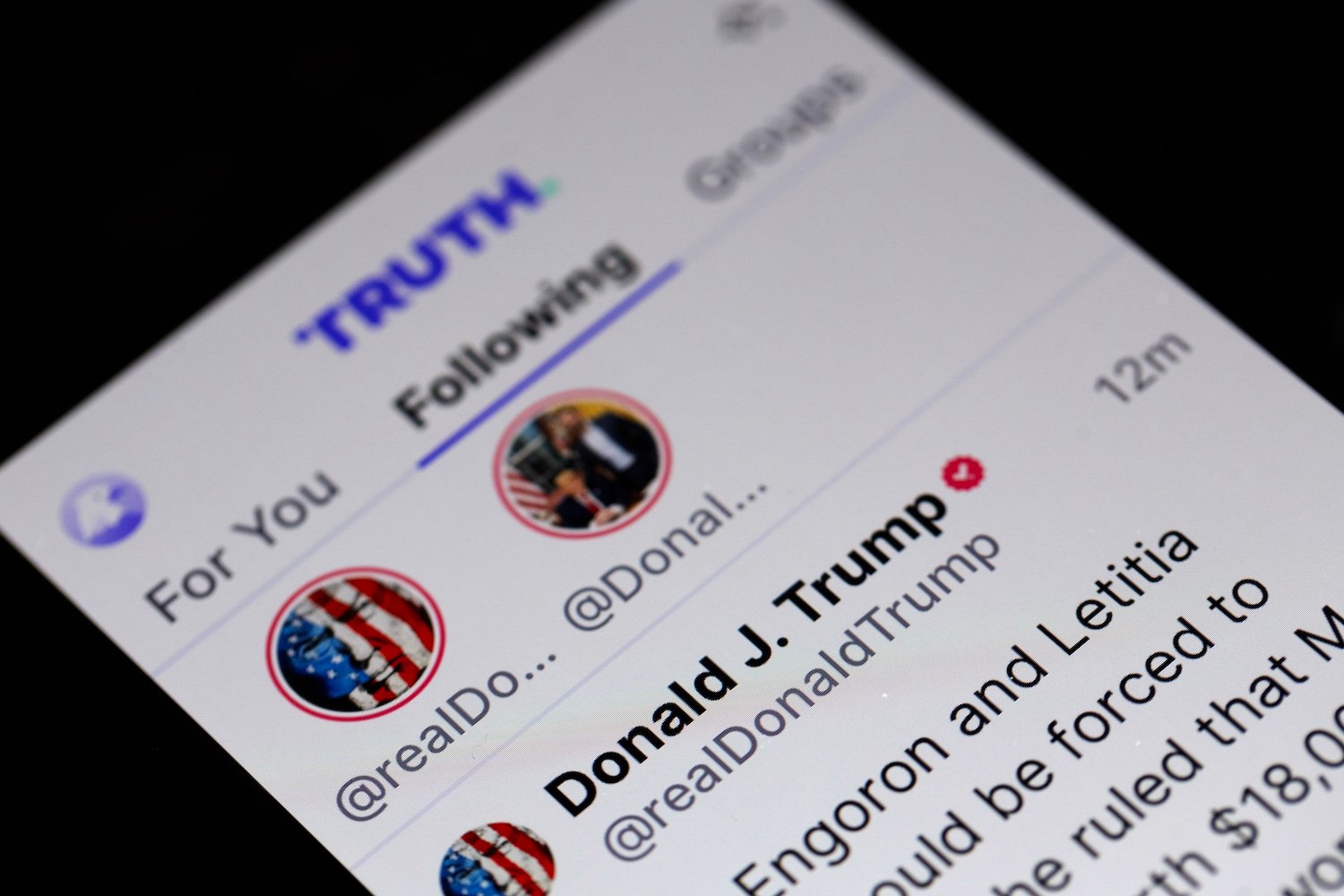 Truth Social on a mobile phone
